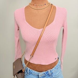 Hollister Pink Ribbed Knit Top